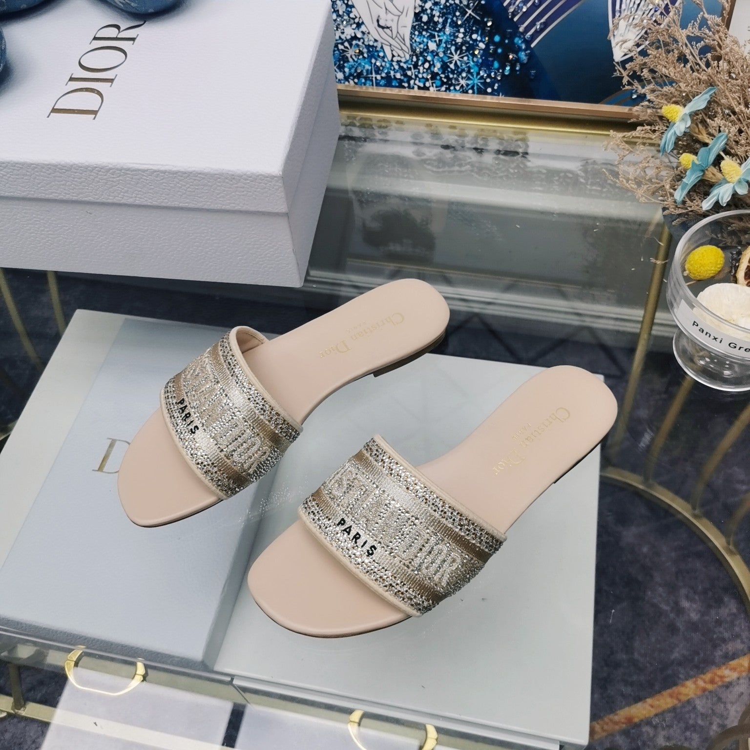 DIOR CD Mule Dway Slide 10mm Multi-motifs Style 22