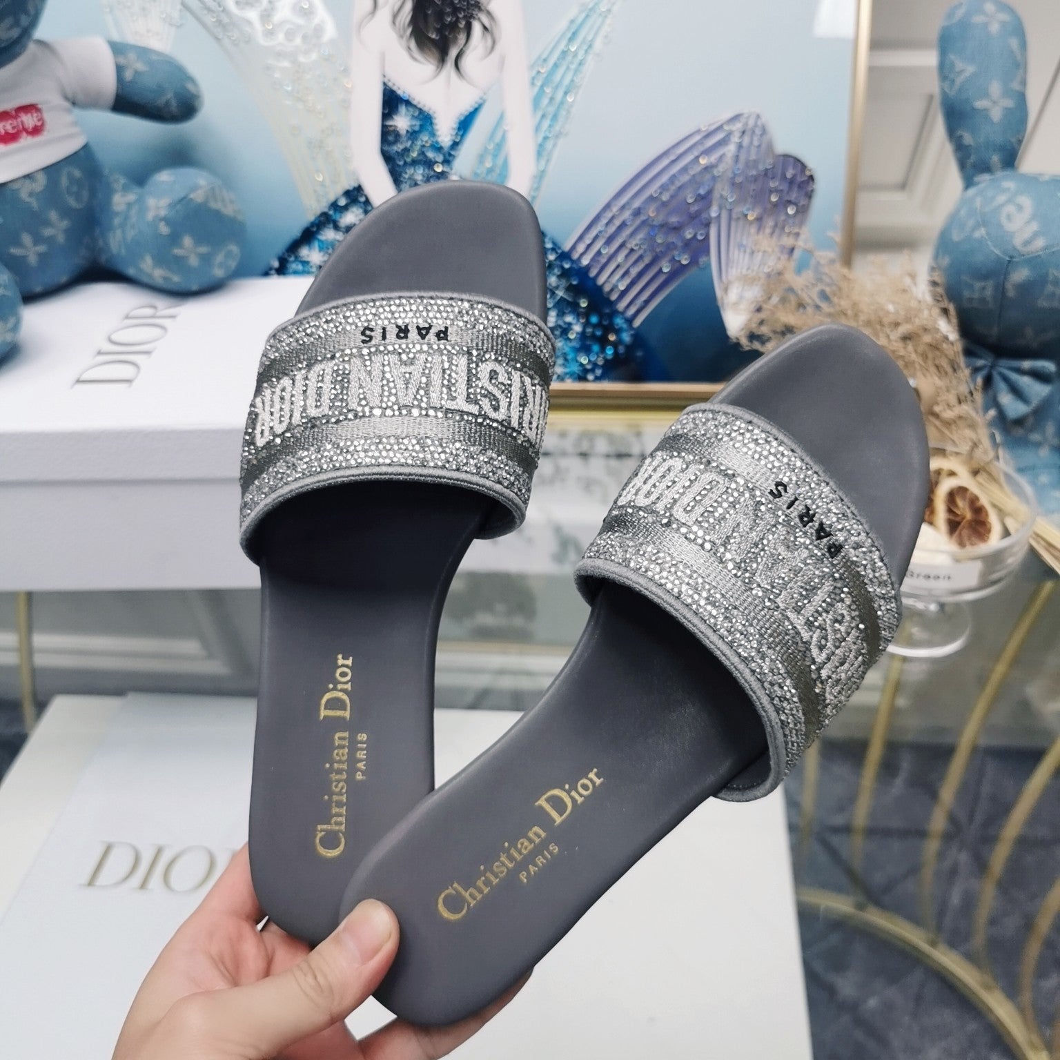DIOR CD Mule Dway Slide 10mm Multi-motifs Style 21