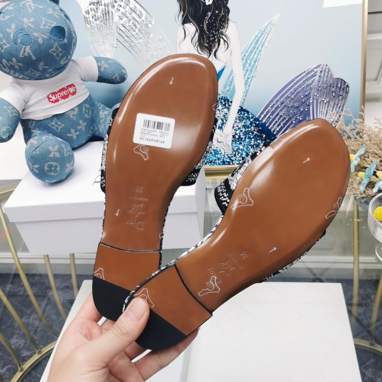 DIOR CD Mule Dway Slide 10mm Multi-motifs Style 17