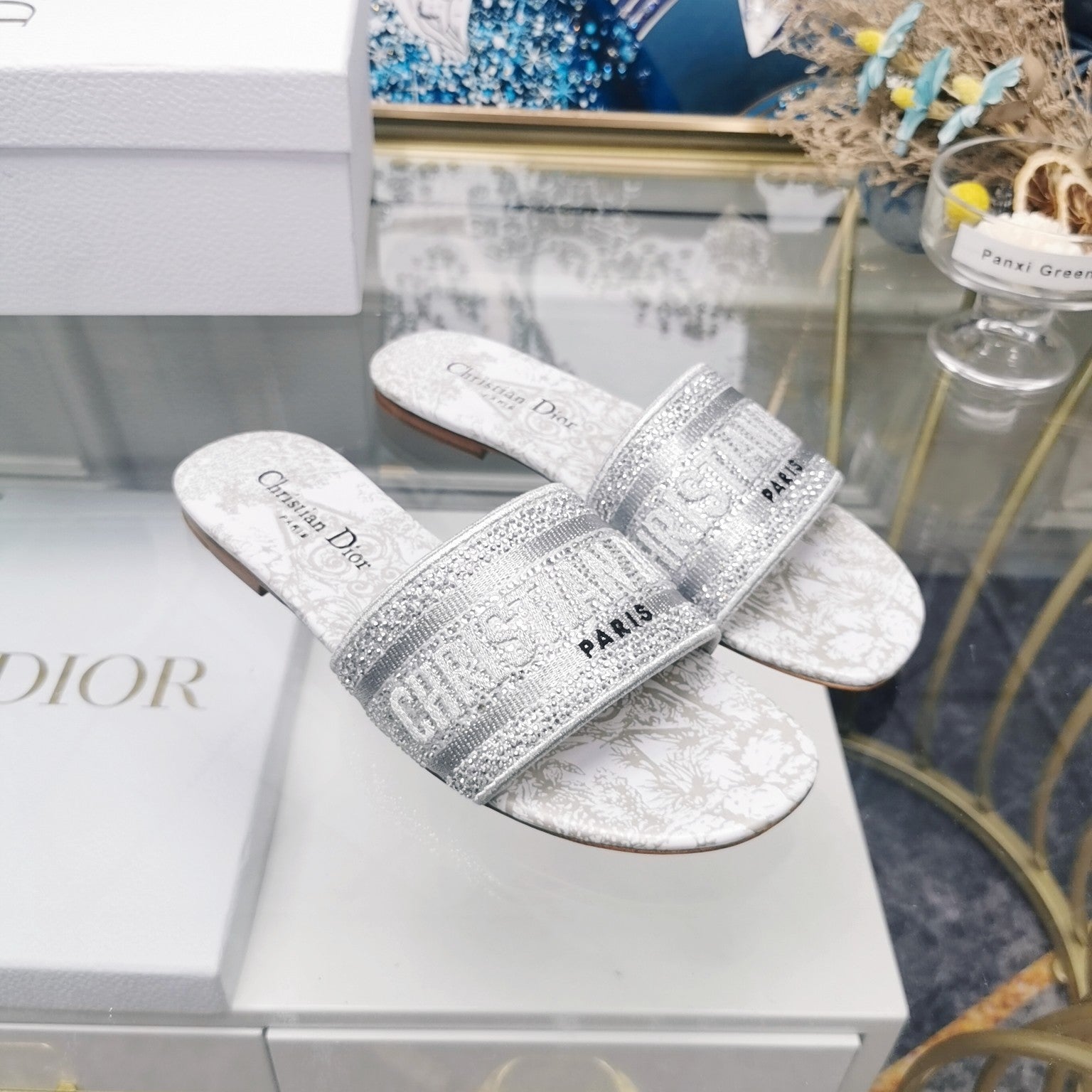 DIOR CD Mule Dway Slide 10mm Multi-motifs Style 14