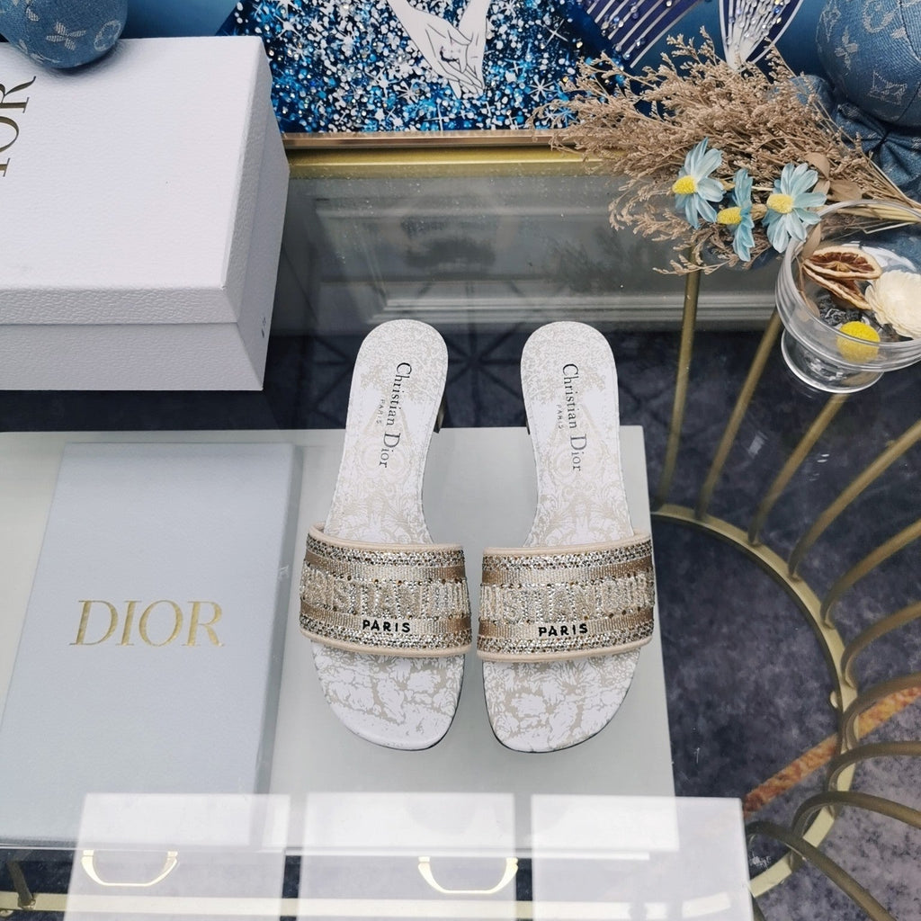 DIOR CD Mule Dway Heeled Slide 45mm Style 26