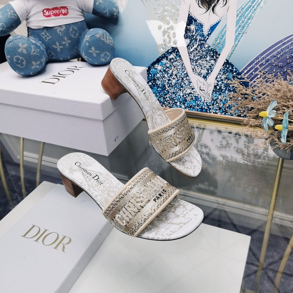 DIOR CD Mule Dway Heeled Slide 45mm Style 26