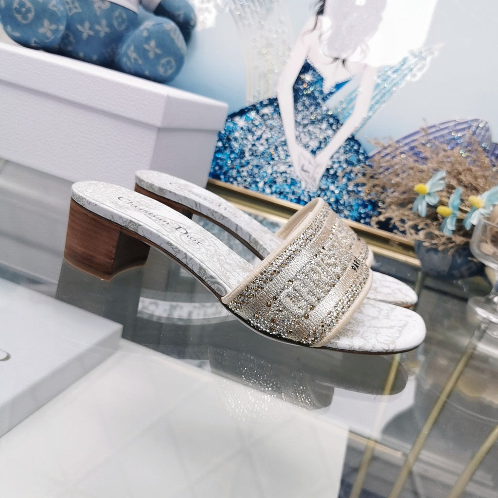 DIOR CD Mule Dway Heeled Slide 45mm Style 26
