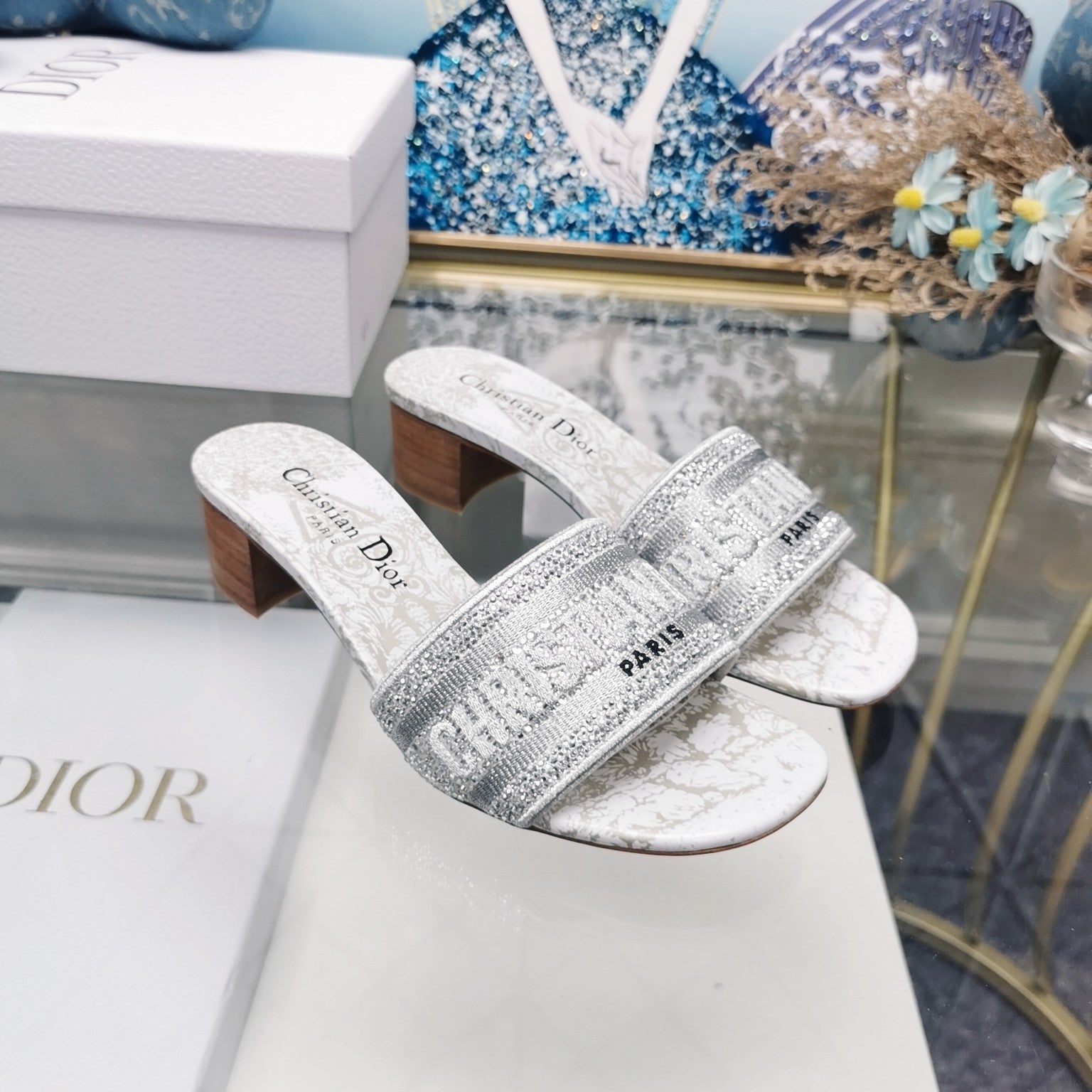DIOR CD Mule Dway Heeled Slide 45mm Style 25