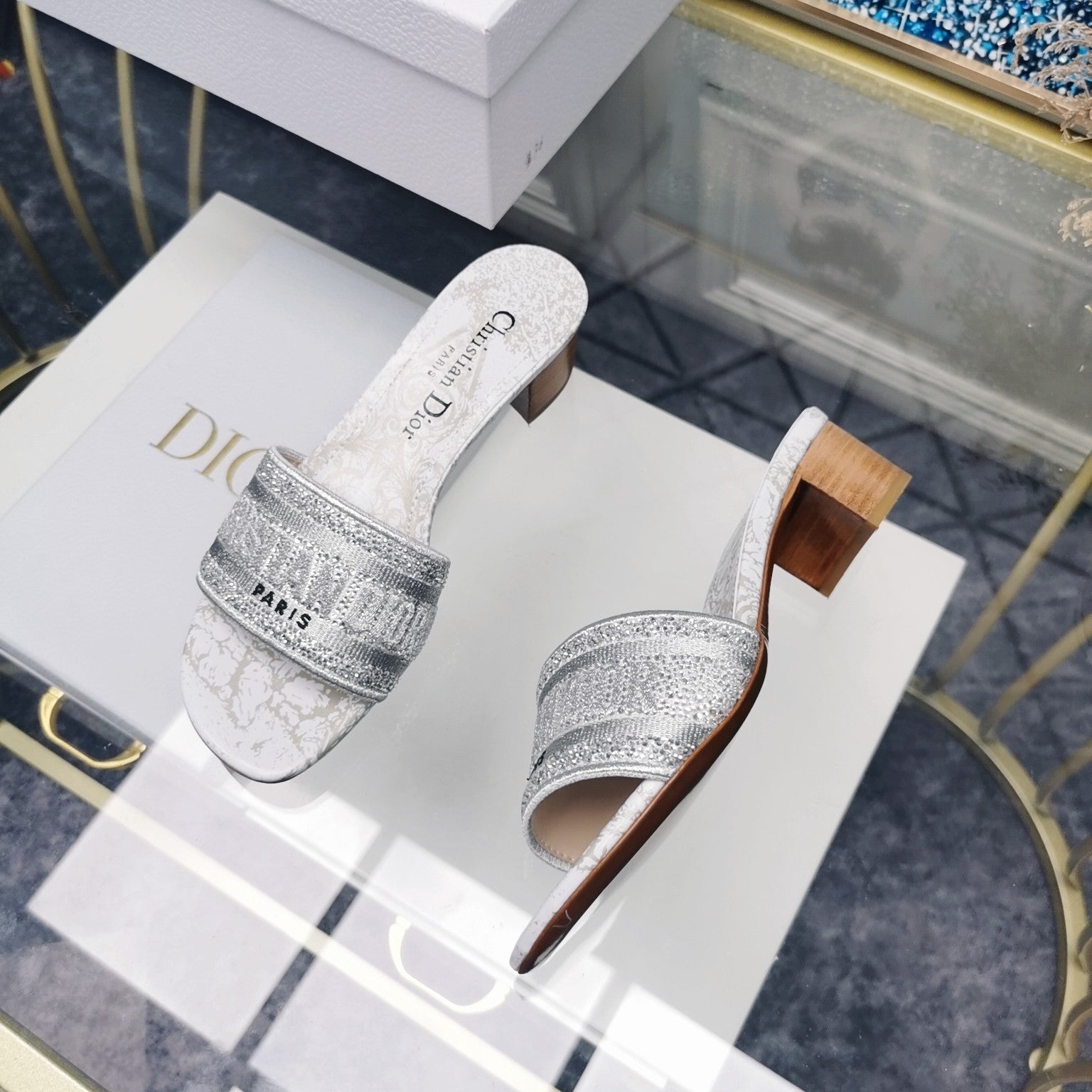 DIOR CD Mule Dway Heeled Slide 45mm Style 25