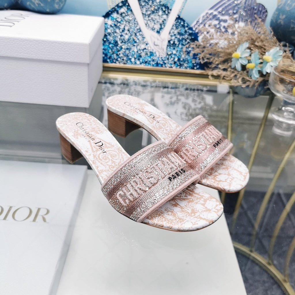 DIOR CD Mule Dway Heeled Slide 45mm Style 24