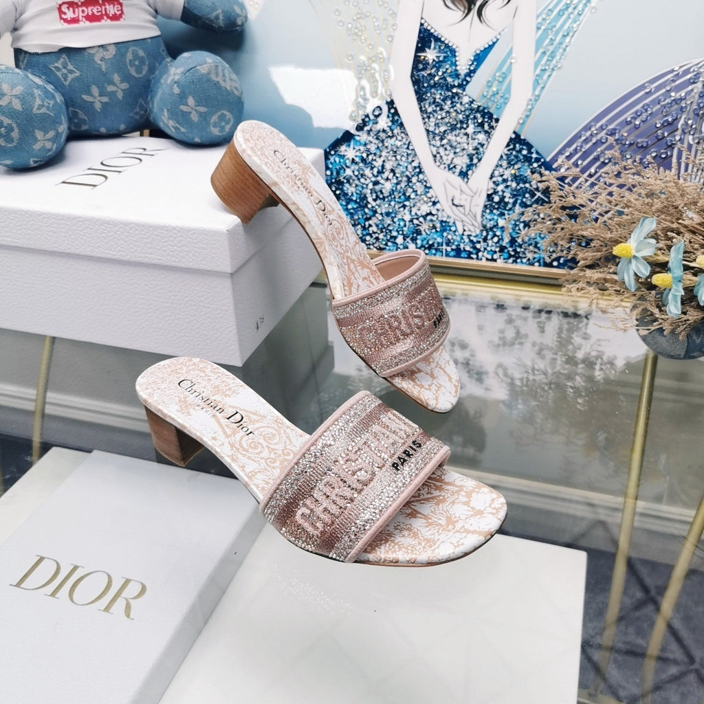 DIOR CD Mule Dway Heeled Slide 45mm Style 24