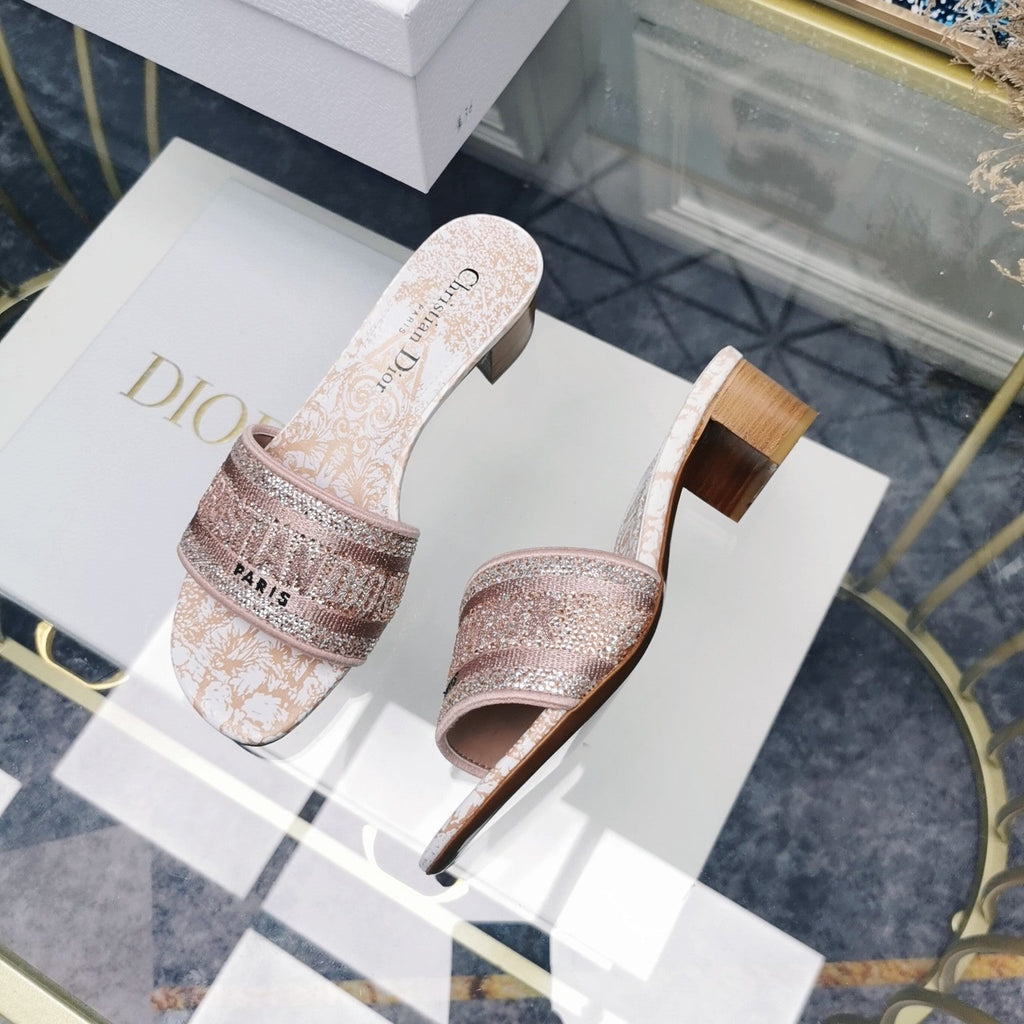 DIOR CD Mule Dway Heeled Slide 45mm Style 24