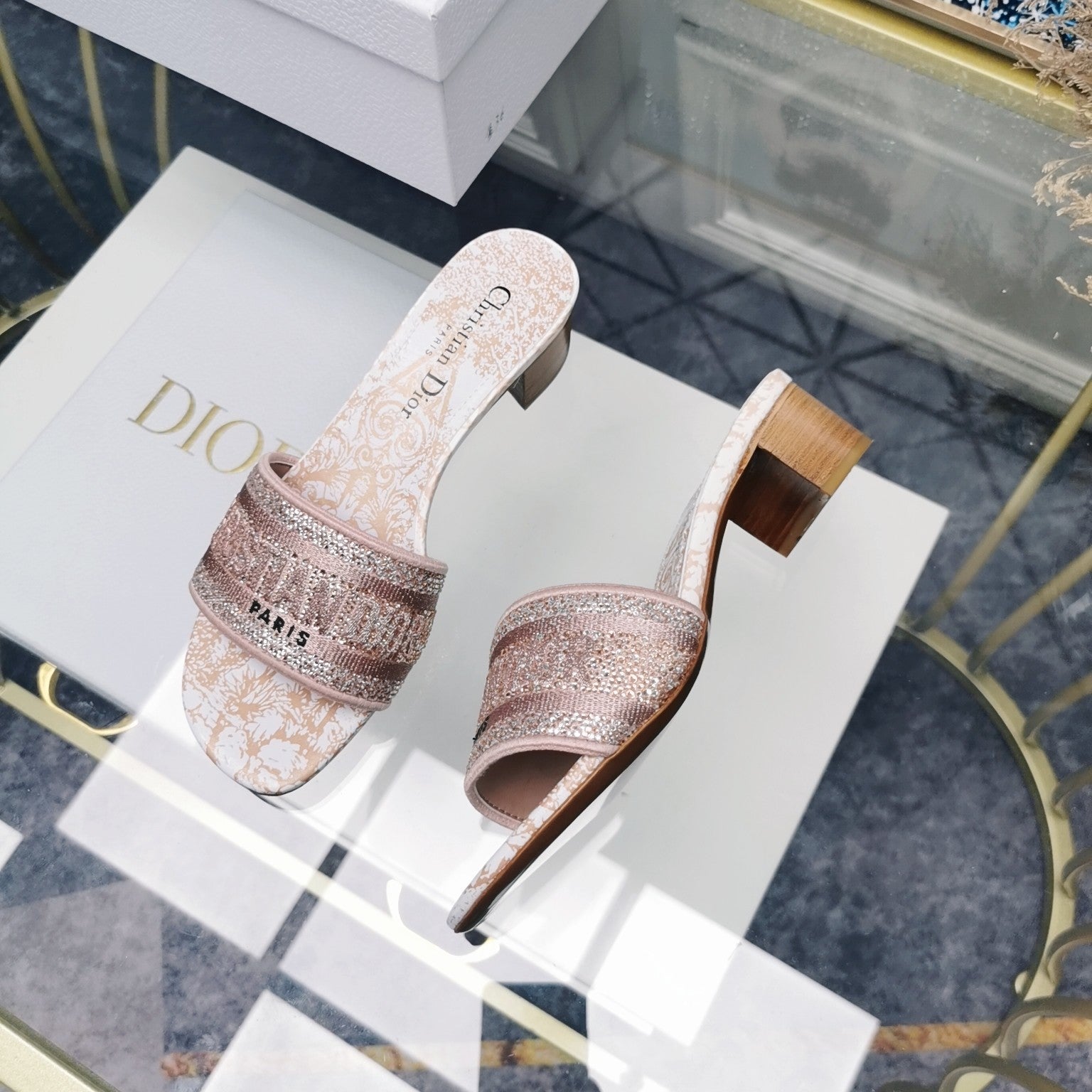 DIOR CD Mule Dway Heeled Slide 45mm Style 24