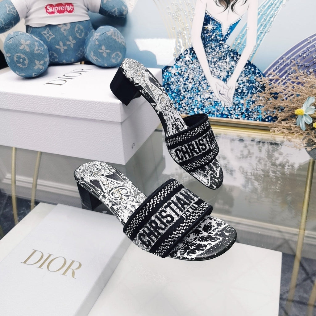 DIOR CD Mule Dway Heeled Slide 45mm Style 23