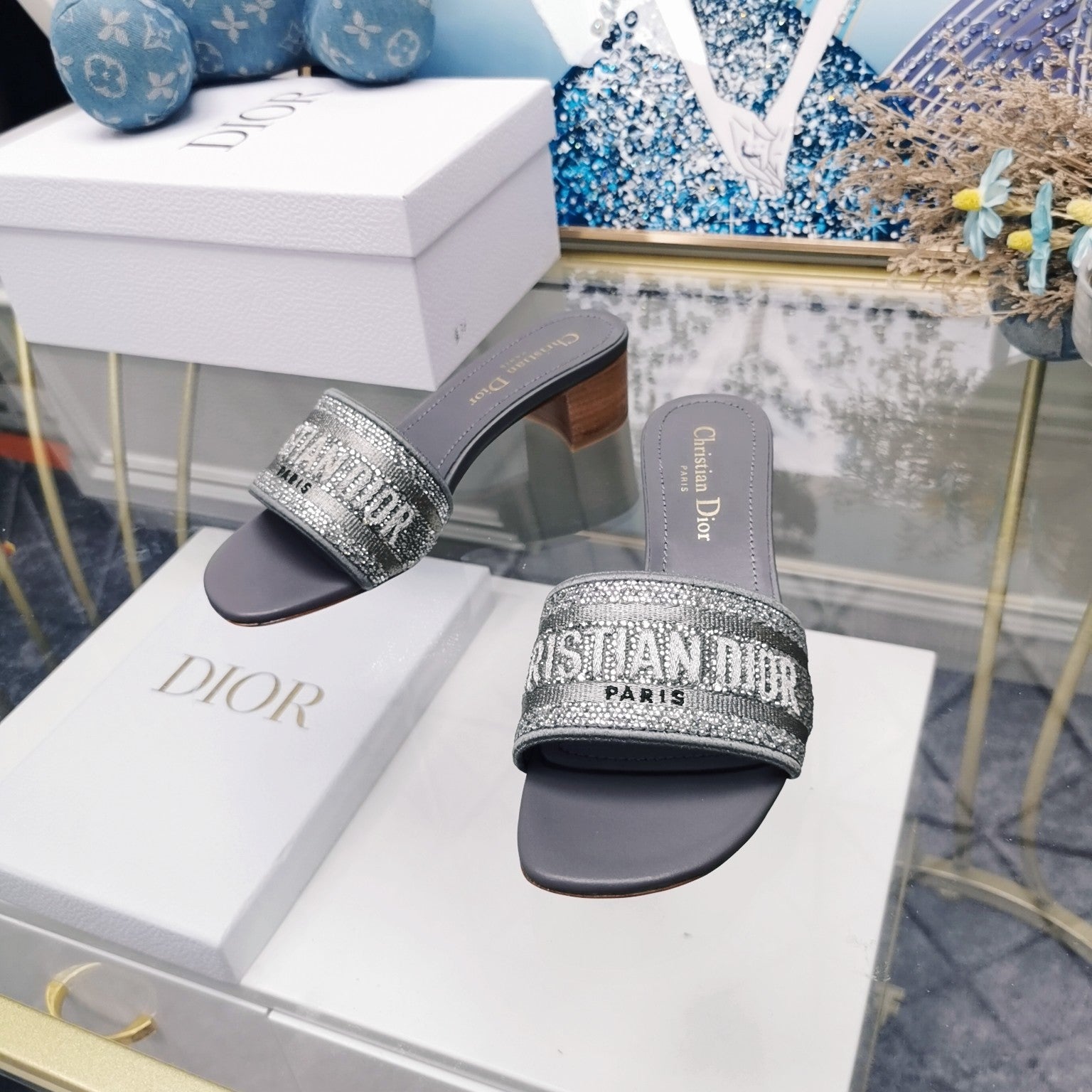 DIOR CD Mule Dway Heeled Slide 45mm Style 21