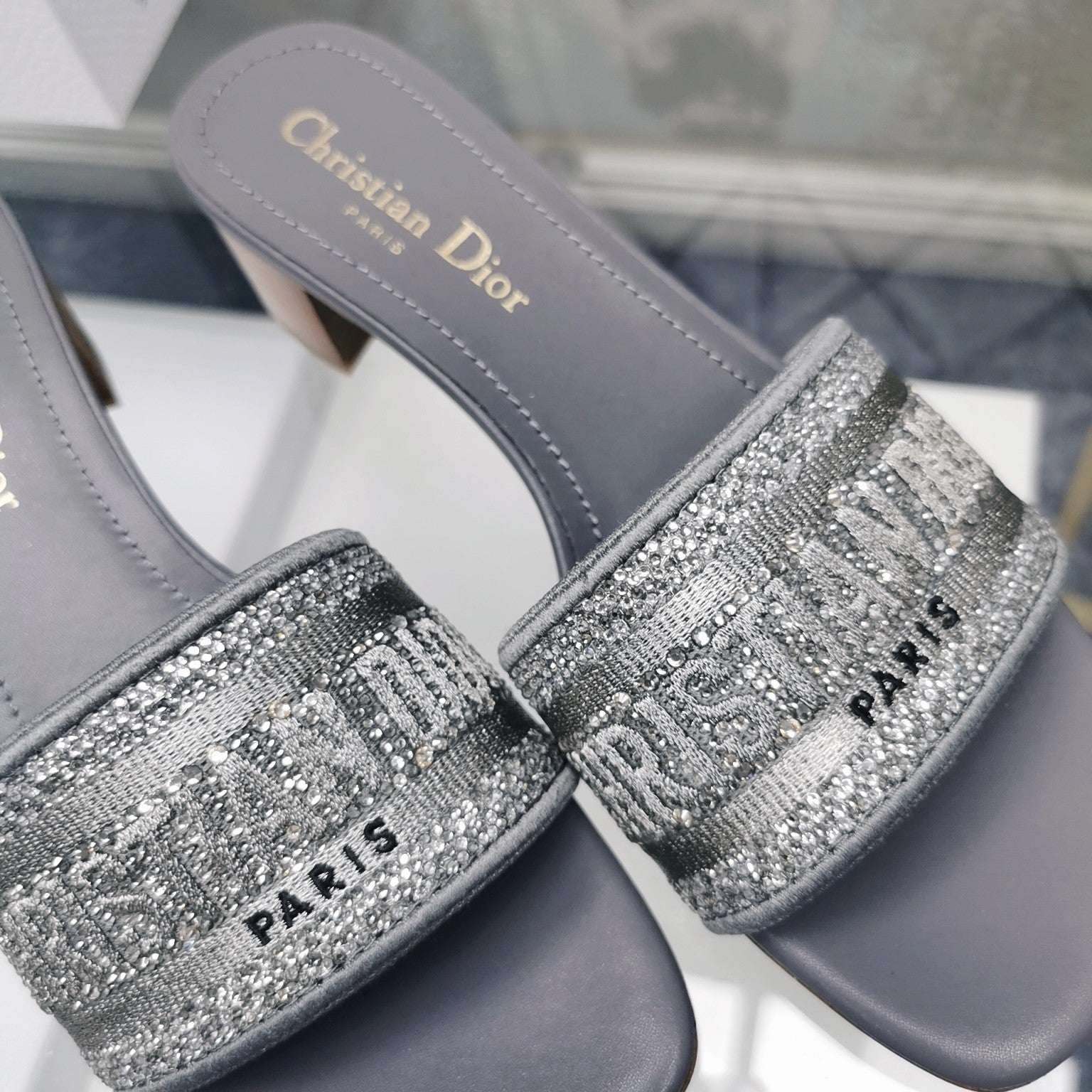 DIOR CD Mule Dway Heeled Slide 45mm Style 21