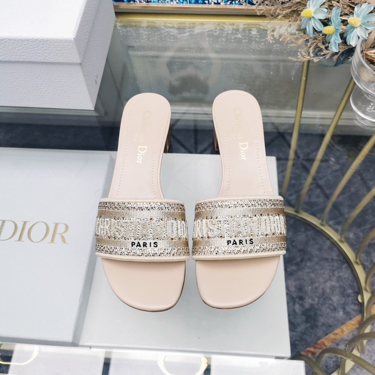 DIOR CD Mule Dway Heeled Slide 45mm Style 15
