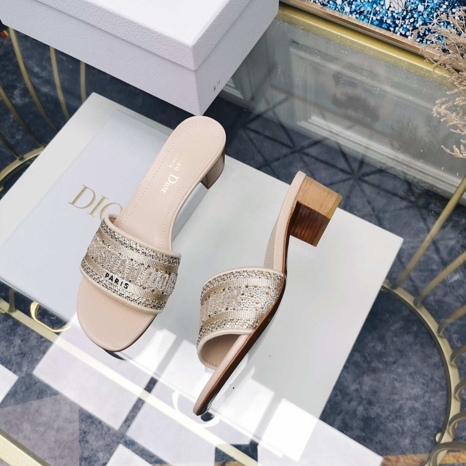 DIOR CD Mule Dway Heeled Slide 45mm Style 15