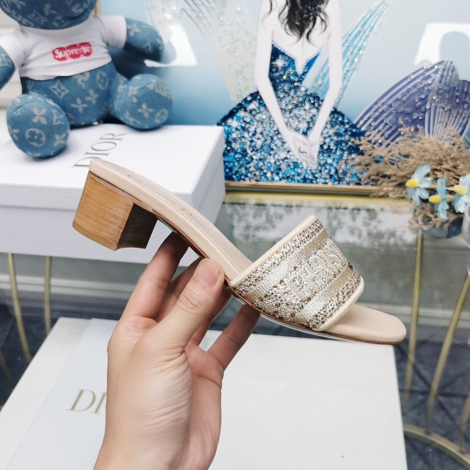 DIOR CD Mule Dway Heeled Slide 45mm Style 15