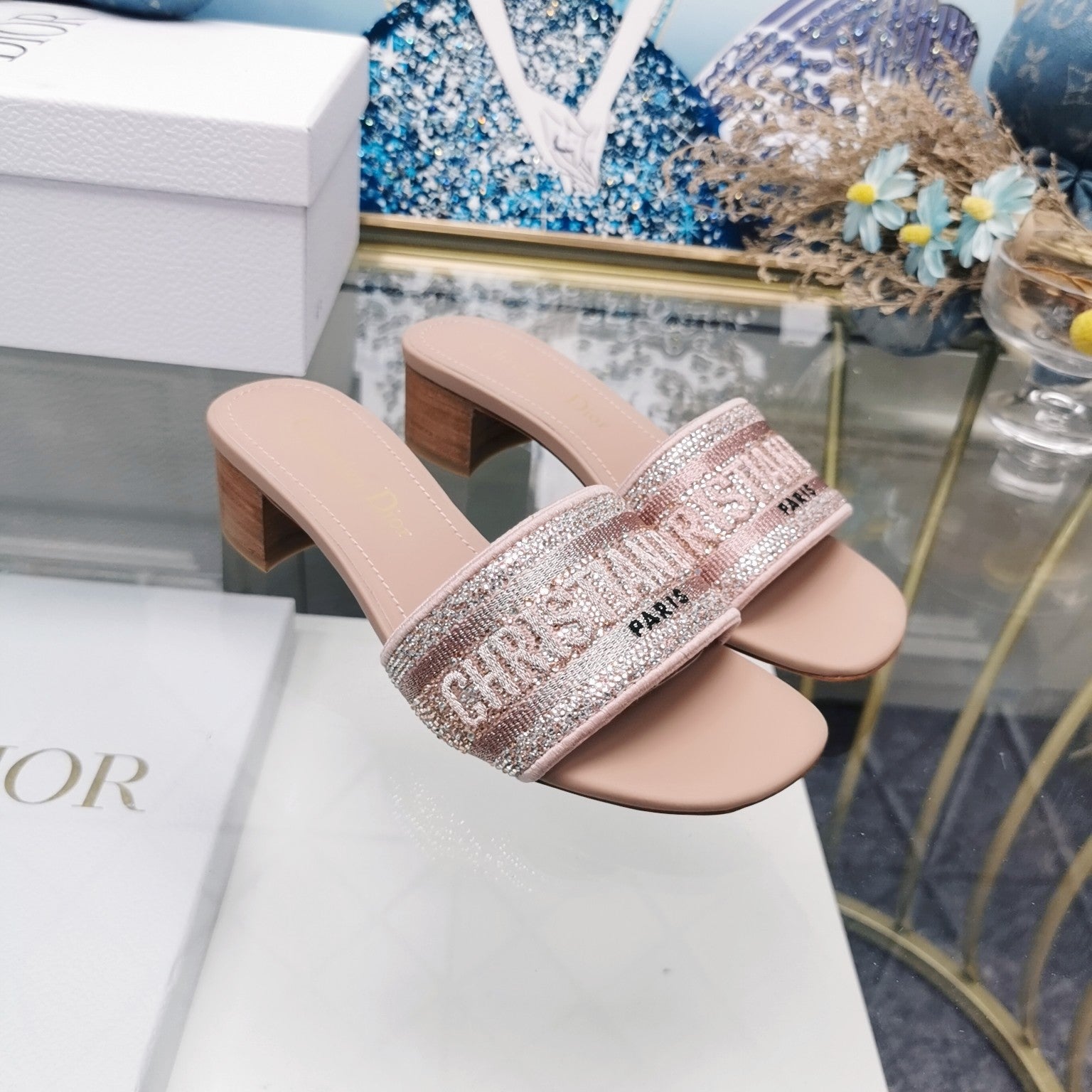 DIOR CD Mule Dway Heeled Slide 45mm Style 20