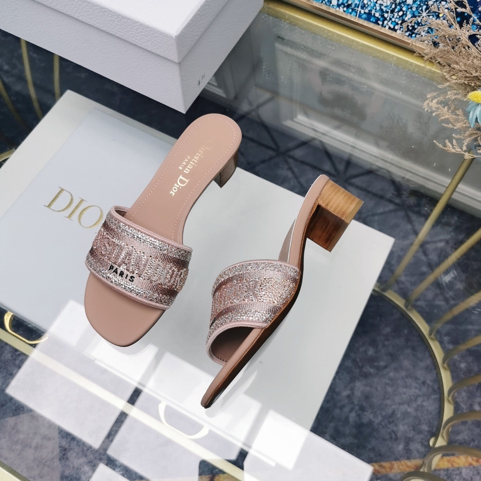 DIOR CD Mule Dway Heeled Slide 45mm Style 20