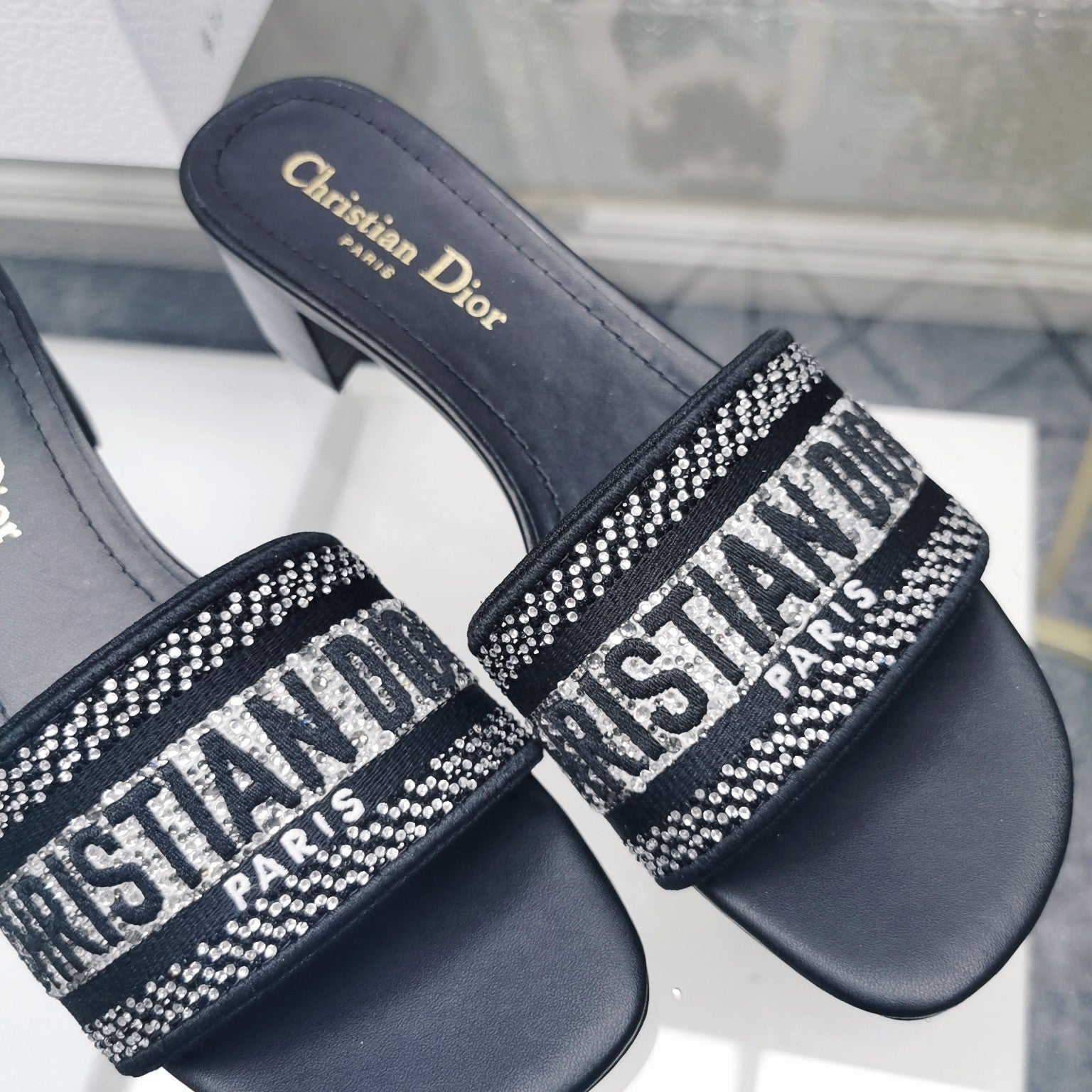 DIOR CD Mule Dway Heeled Slide 45mm Style 19