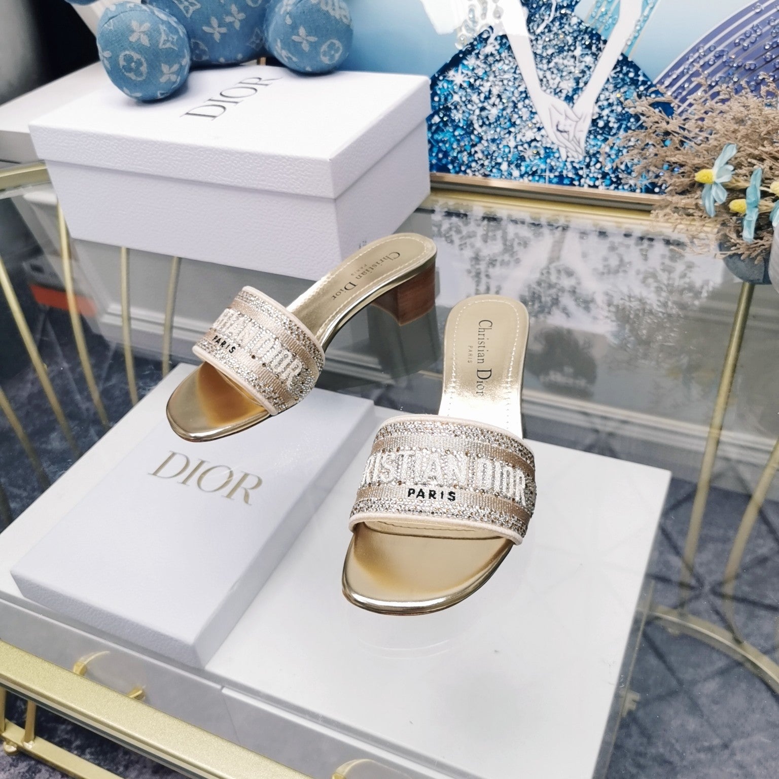 DIOR CD Mule Dway Heeled Slide 45mm Style 18
