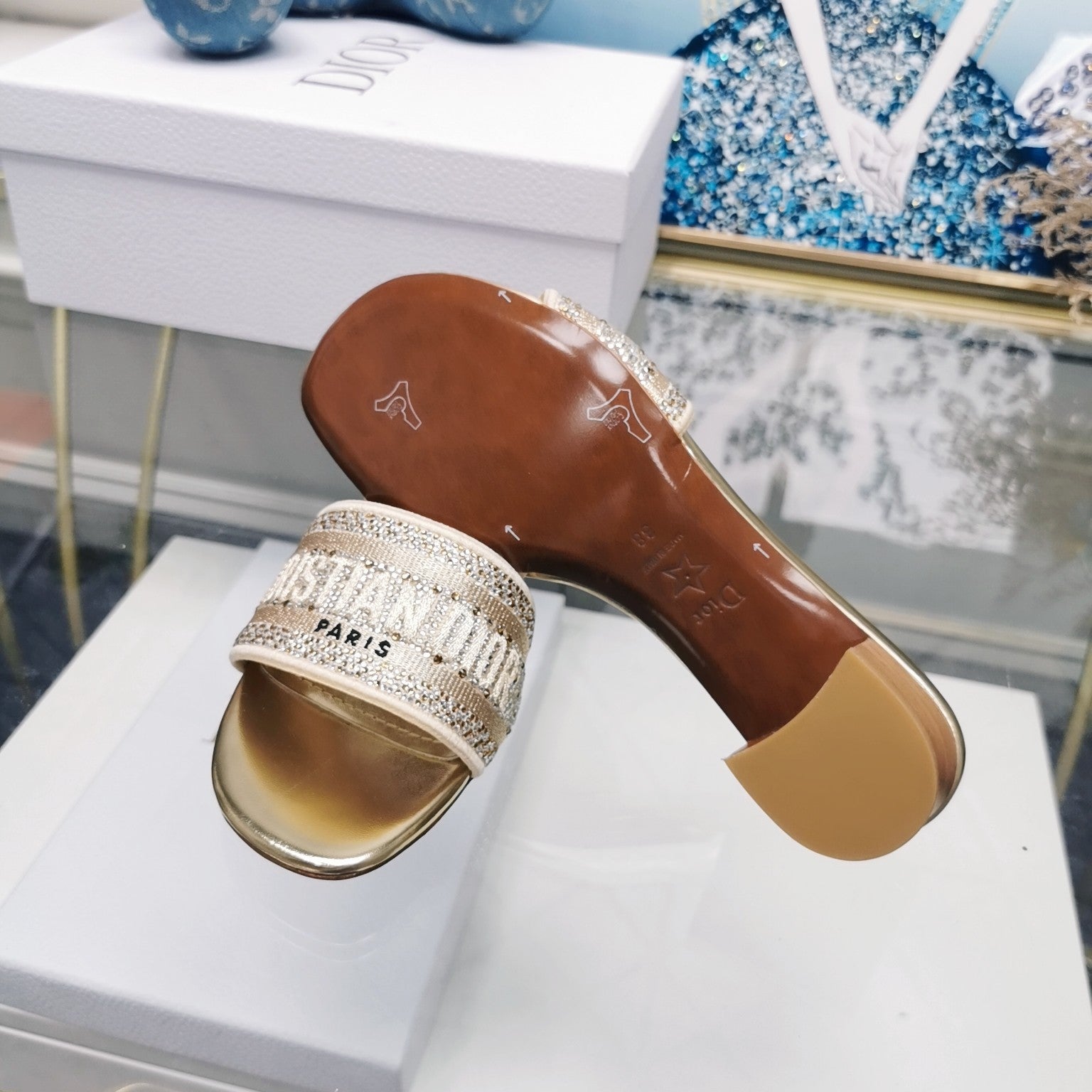 DIOR CD Mule Dway Heeled Slide 45mm Style 18