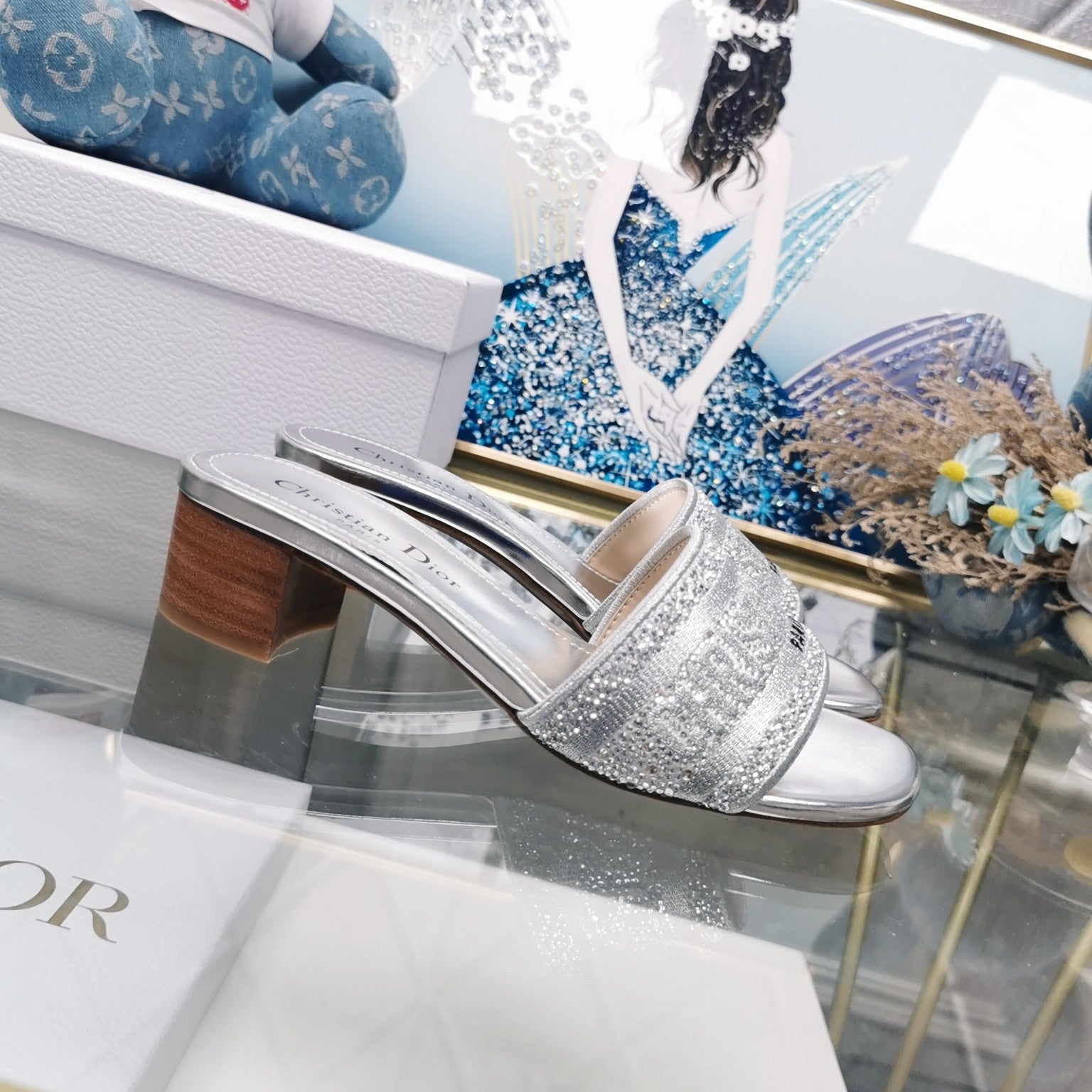 DIOR CD Mule Dway Heeled Slide 45mm Style 17