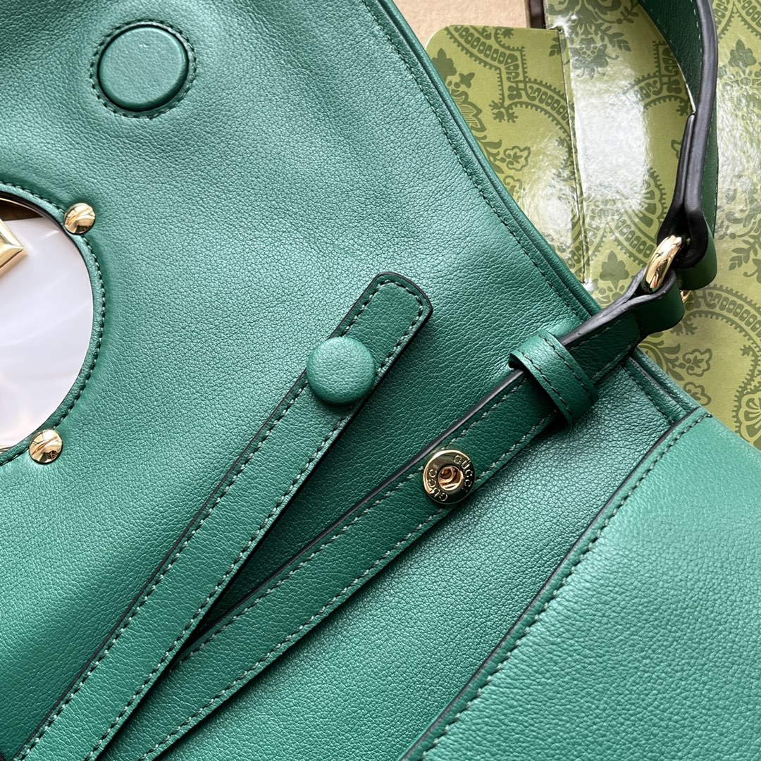 GUCCI BLONDIE SHOULDER BAG 28 IN CASTLETON GREEN LAMBSKIN GOLD HARDWARE