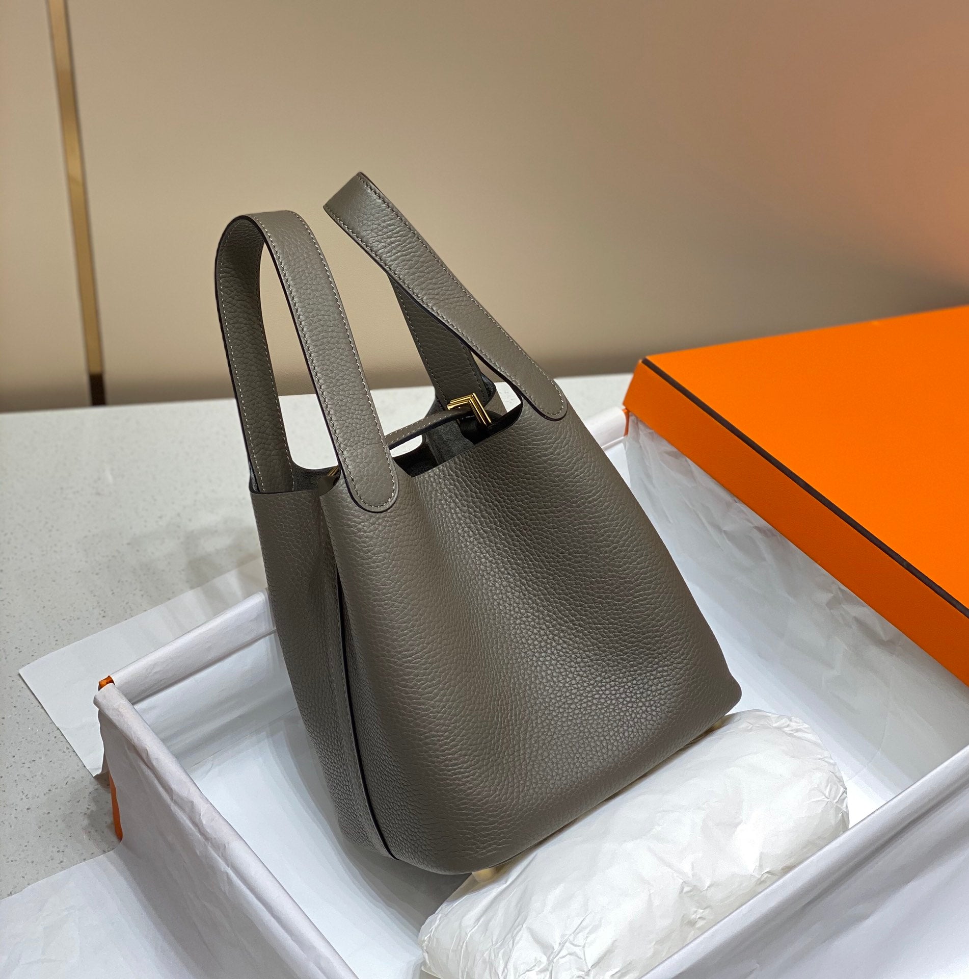 HERMES picotin lock 18 chocolate togo ghw