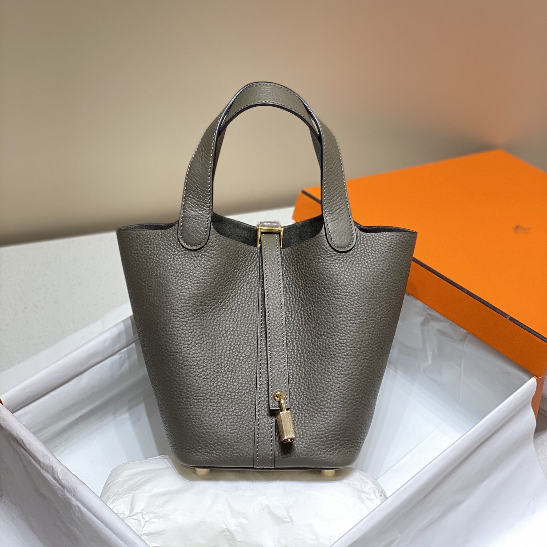 HERMES picotin lock 18 chocolate togo ghw