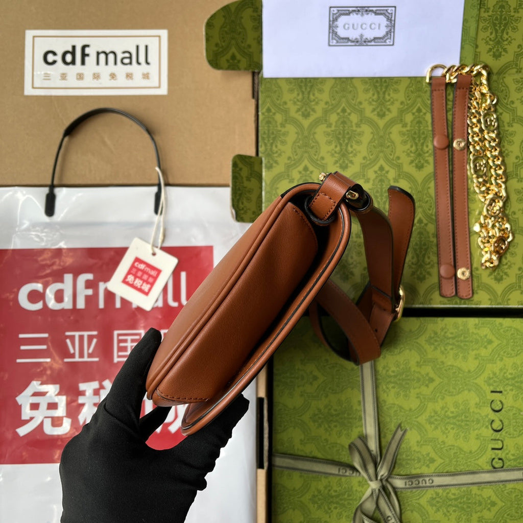 GUCCI BLONDIE SHOULDER BAG 28 IN BRONZE BROWN LAMBSKIN GOLD HARDWARE
