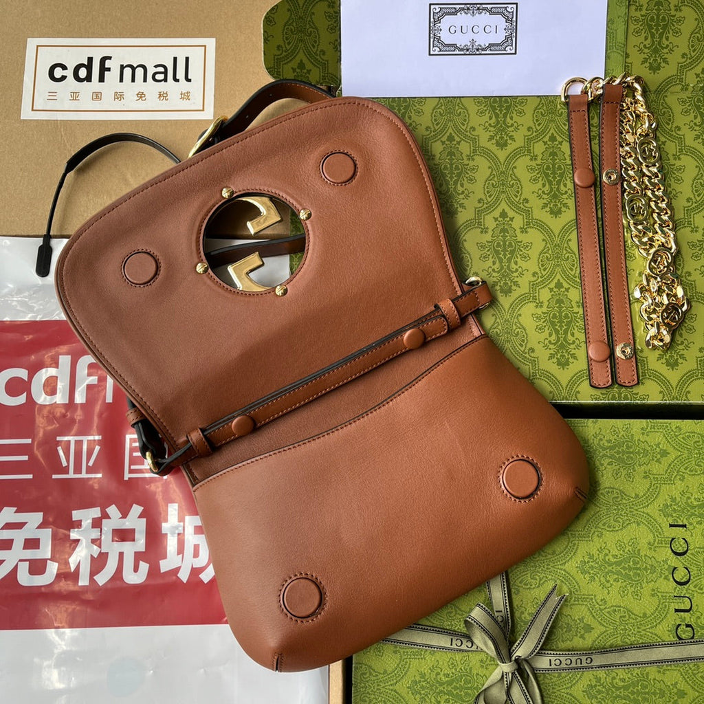 GUCCI BLONDIE SHOULDER BAG 28 IN BRONZE BROWN LAMBSKIN GOLD HARDWARE
