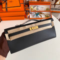 HERMES KELLY CUT 31 IN BLACK CALFSKIN WITH GOLD HARDWARE