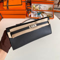 HERMES KELLY CUT 31 IN BLACK CALFSKIN WITH SILVER HARDWARE