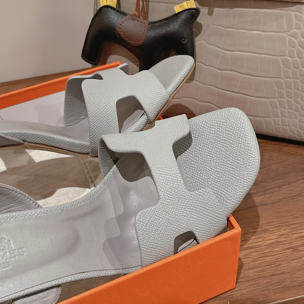 HERMES SLINGBACK SANDAL ETERNITE 105 CREAM GRAY LAMBSKIN