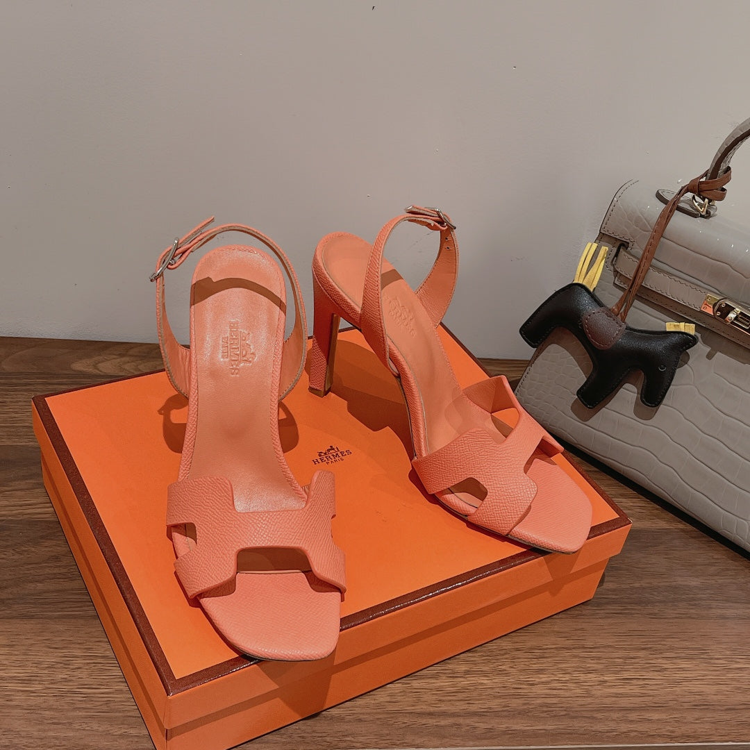 HERMES SLINGBACK SANDAL ETERNITE 105 CANTALOUPE LAMBSKIN