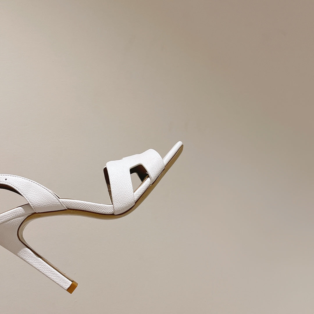 HERMES SLINGBACK SANDAL ETERNITE 105 WHITE MIX LIGHT BROWN LAMBSKIN