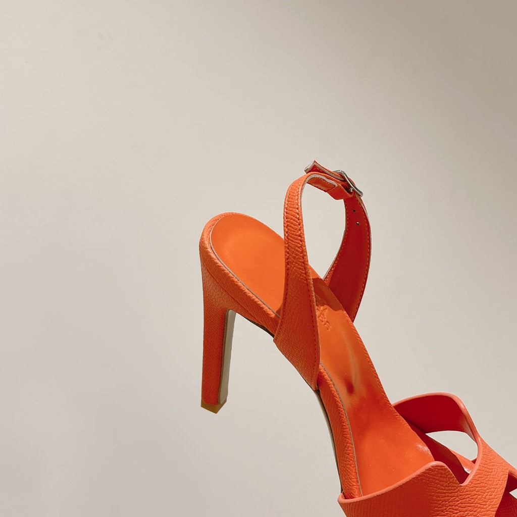 HERMES SLINGBACK SANDAL ETERNITE 105 ORANGE LAMBSKIN