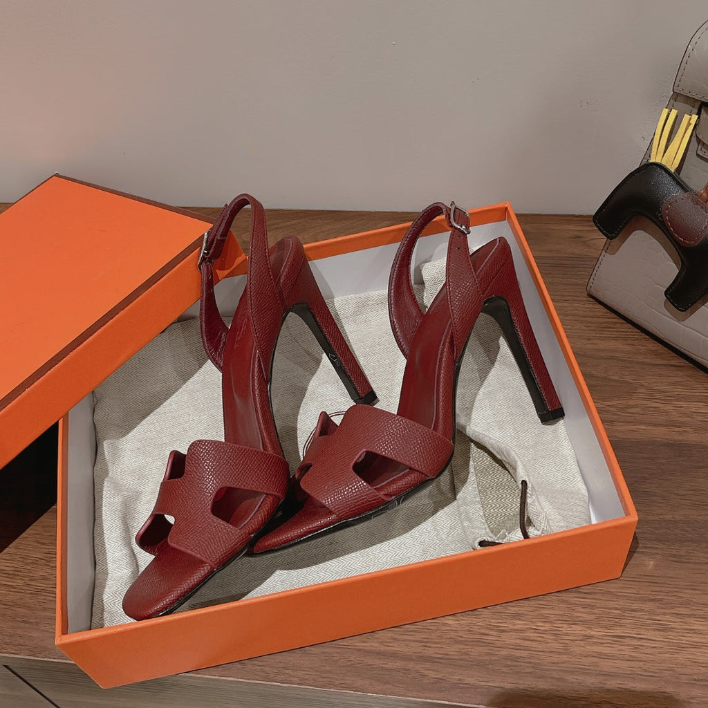 HERMES SLINGBACK SANDAL ETERNITE 105 BURNT UMBER LAMBSKIN