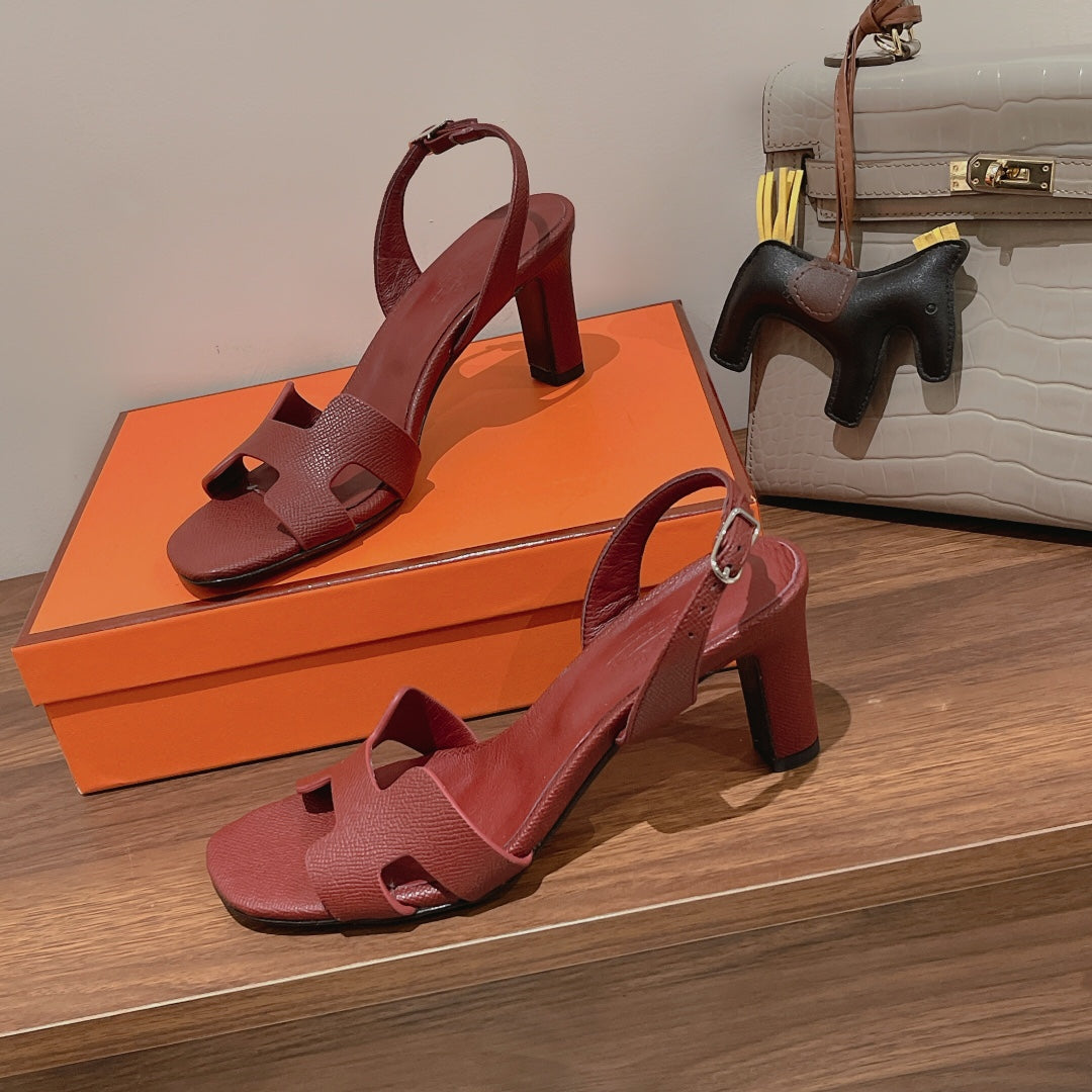HERMES SLINGBACK SANDAL ETERNITE 75 BURNT UMBER LAMBSKIN