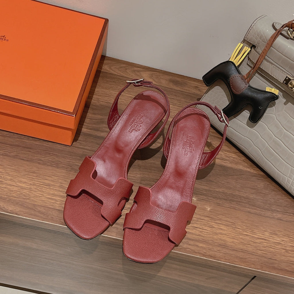 HERMES SLINGBACK SANDAL ETERNITE 75 BURNT UMBER LAMBSKIN