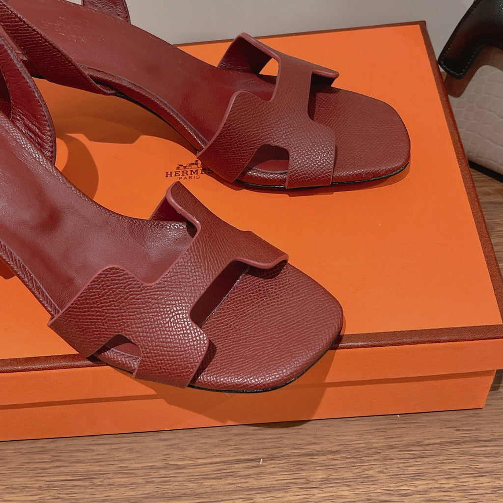 HERMES SLINGBACK SANDAL ETERNITE 75 BURNT UMBER LAMBSKIN