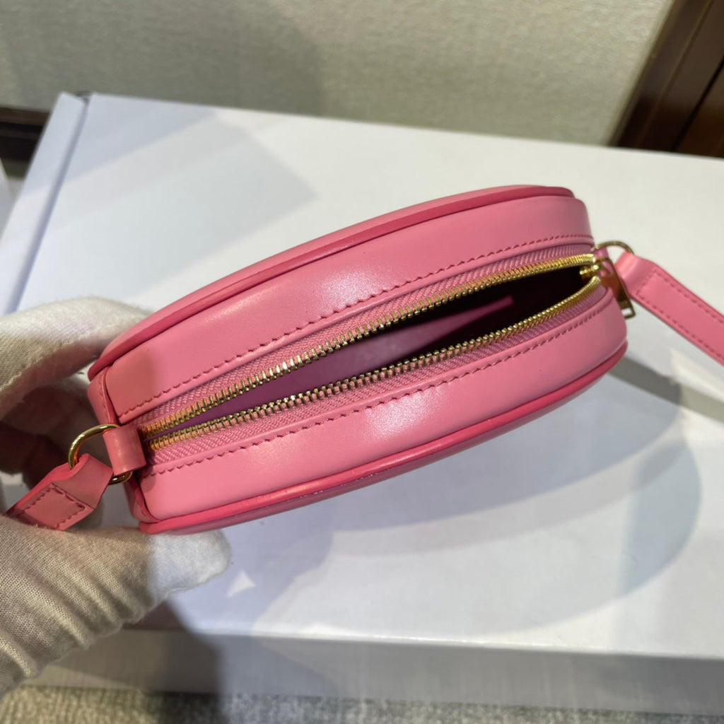 CELINE OVAL PURSE BAG 16 IN ROUGE PINK CALFSKIN