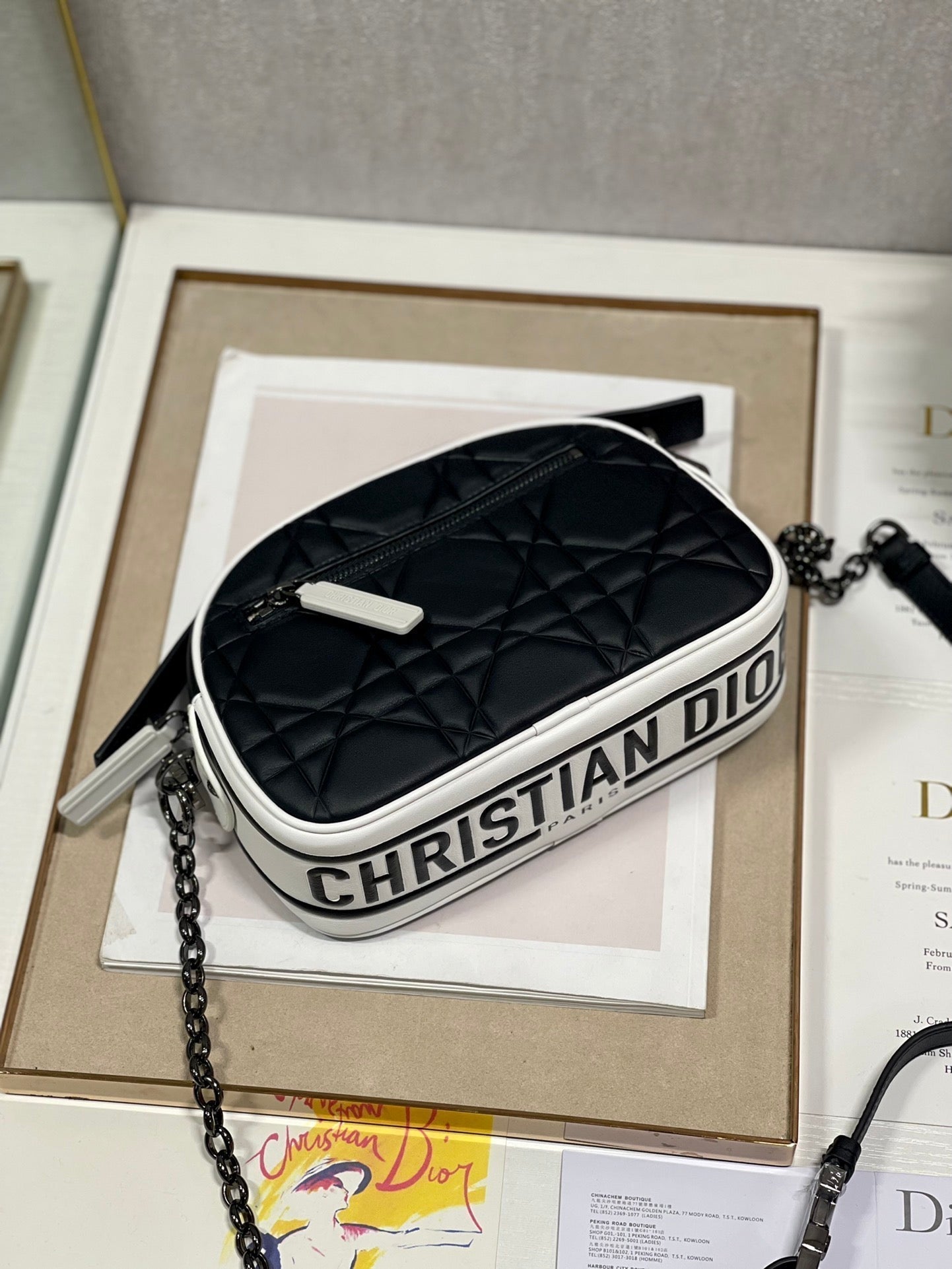 DIOR VIBE HOBO 22 BAG IN BLACK CALFSKIN