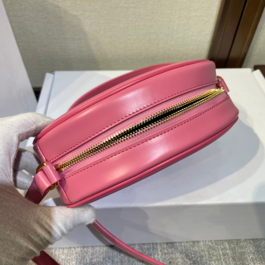 CELINE OVAL PURSE BAG 20 IN ROUGE PINK CALFSKIN