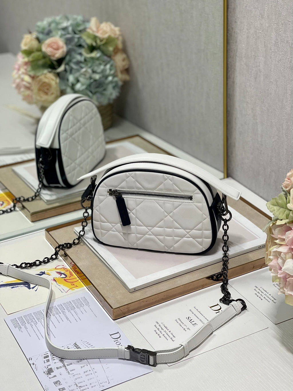 DIOR VIBE HOBO 22 BAG IN WHITE CALFSKIN