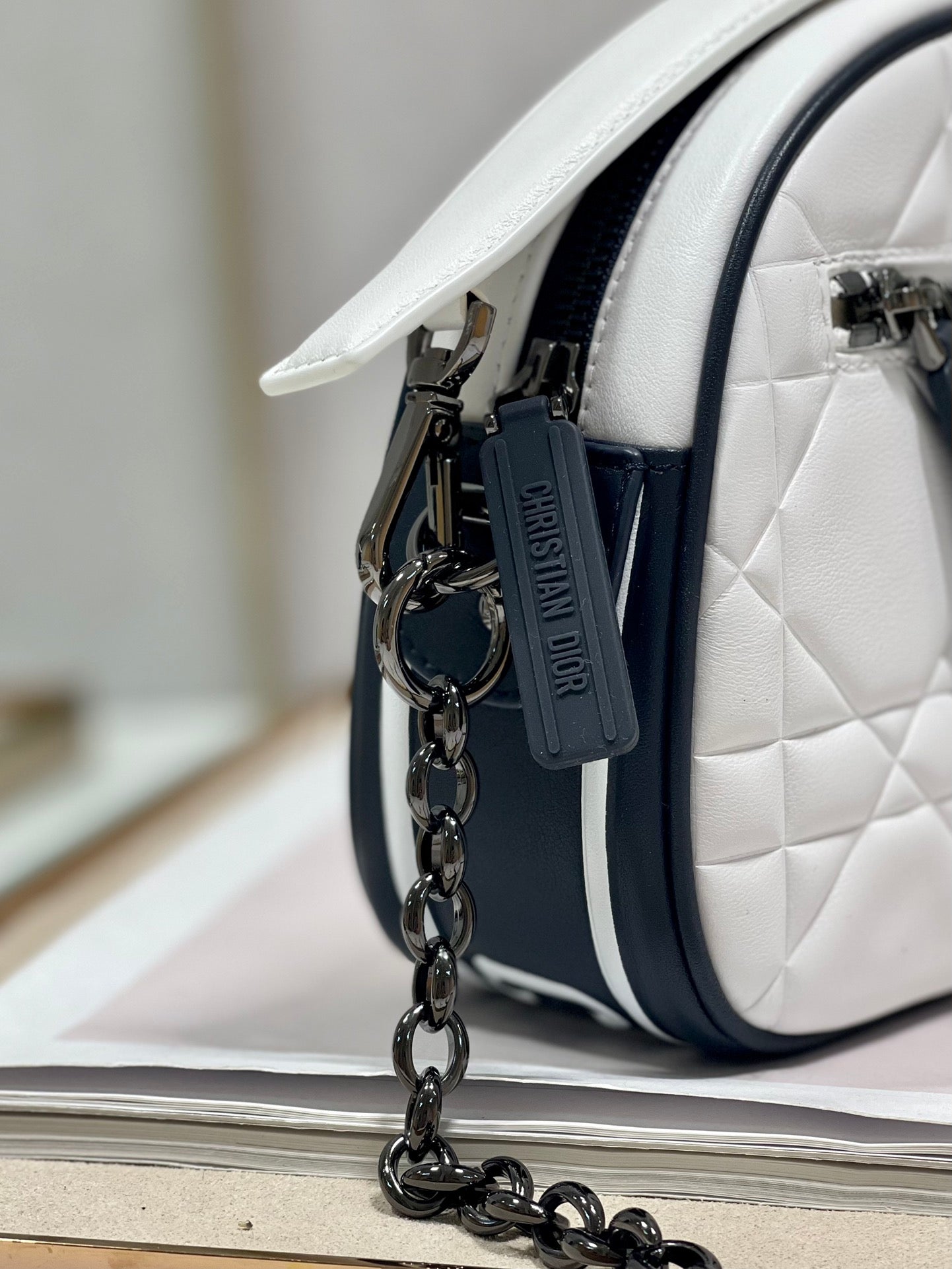 DIOR VIBE HOBO 22 BAG IN WHITE CALFSKIN