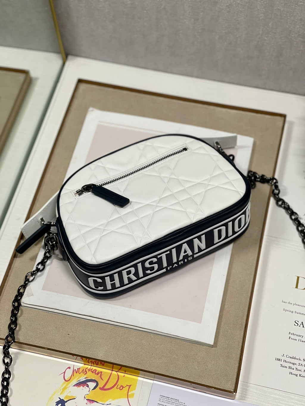 DIOR VIBE HOBO 22 BAG IN WHITE CALFSKIN