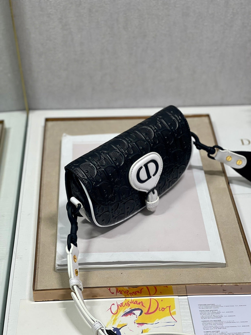 DIOR BOBBY EAST-WEST 21 BAG IN BLACK LAMBSKIN