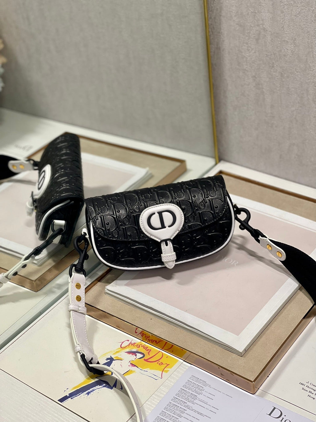DIOR BOBBY EAST-WEST 21 BAG IN BLACK LAMBSKIN
