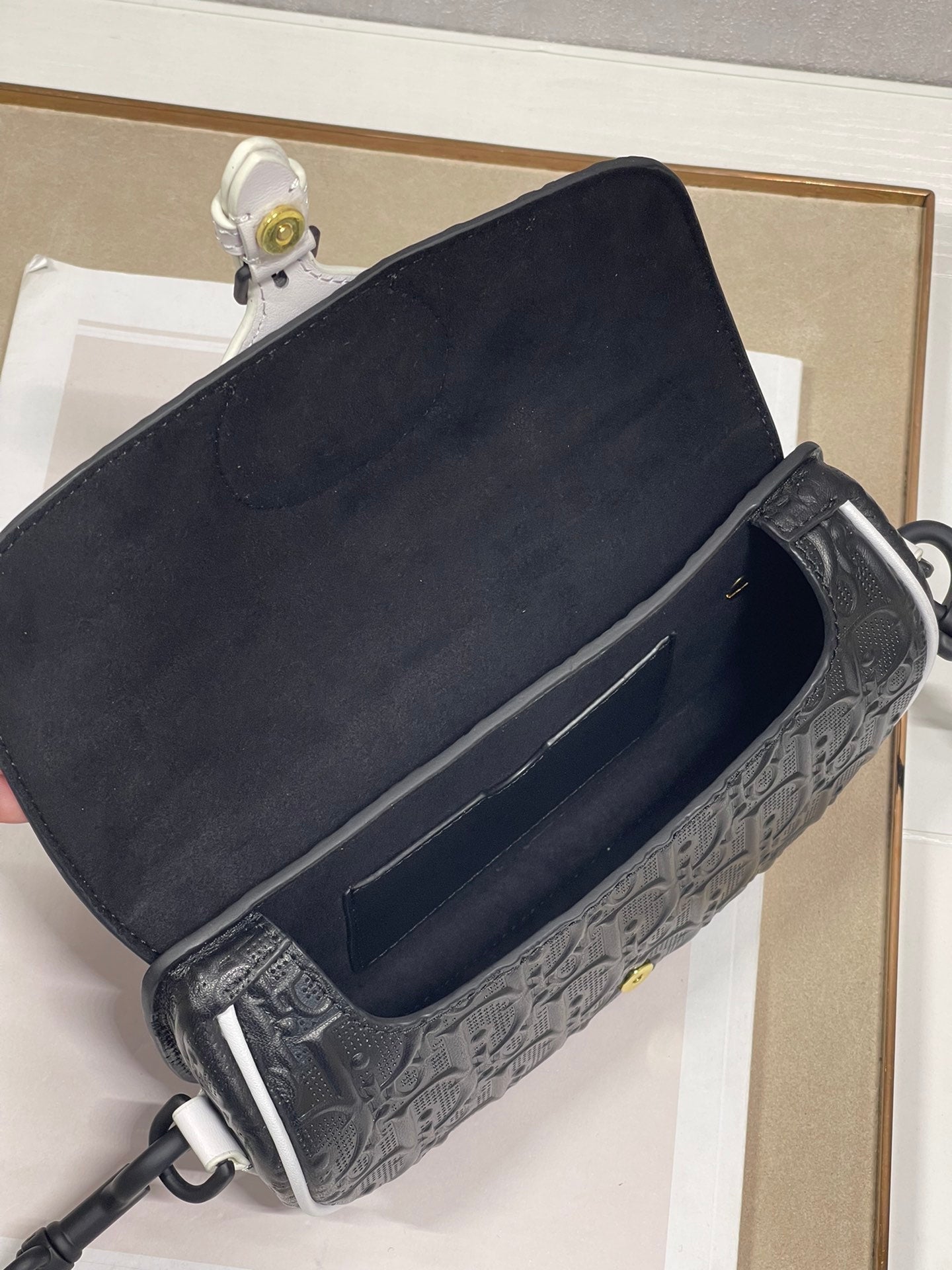 DIOR BOBBY EAST-WEST 21 BAG IN BLACK LAMBSKIN