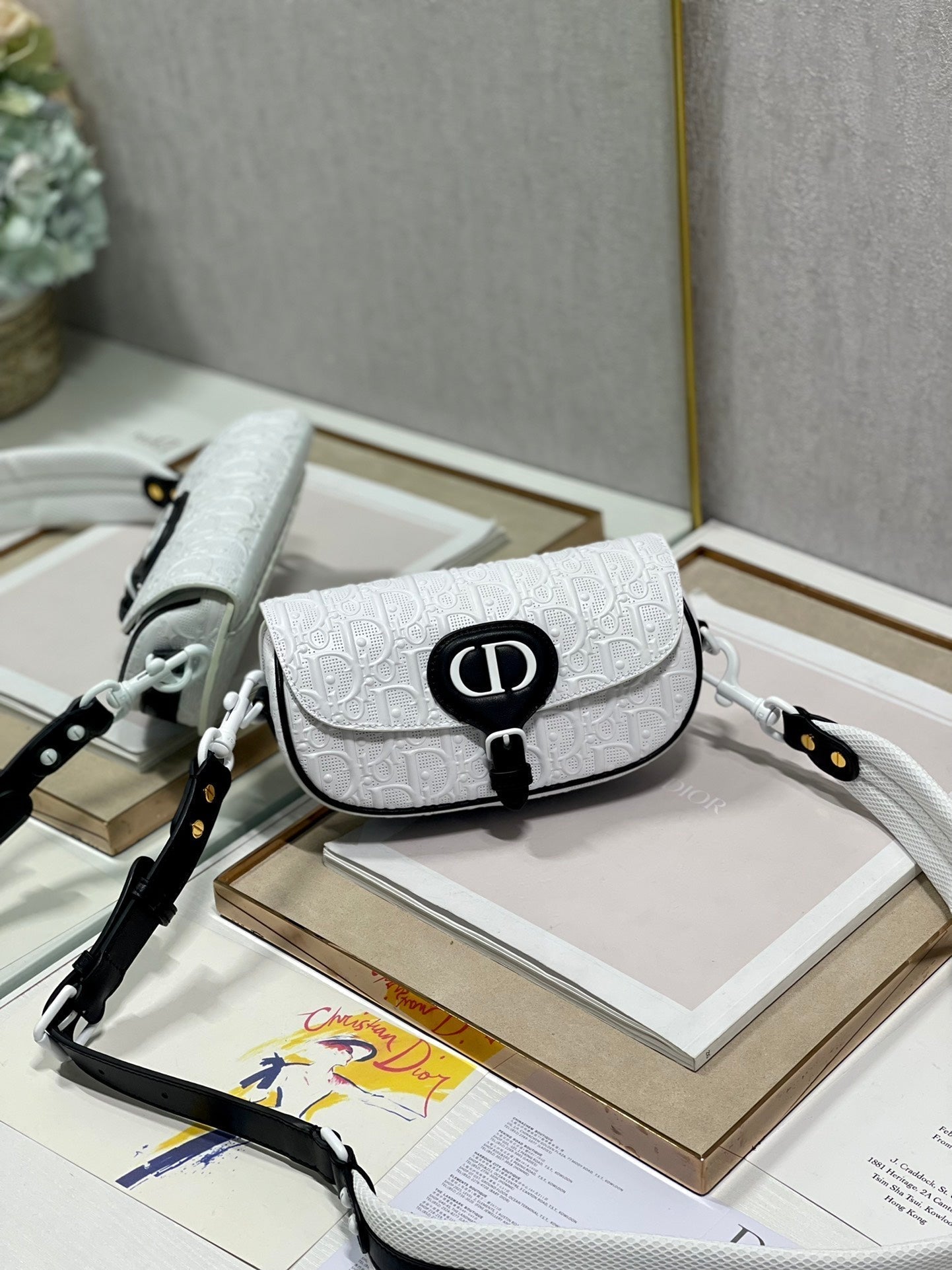DIOR BOBBY EAST-WEST 21 BAG IN WHITE LAMBSKIN